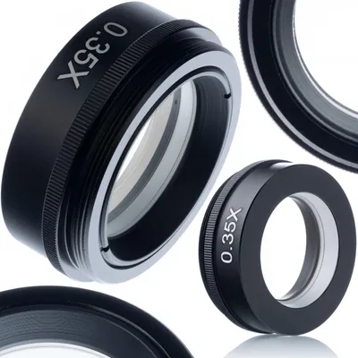 Mikroskoplinse 0,35×, 42 mm Gewinde, großes Sichtfeld