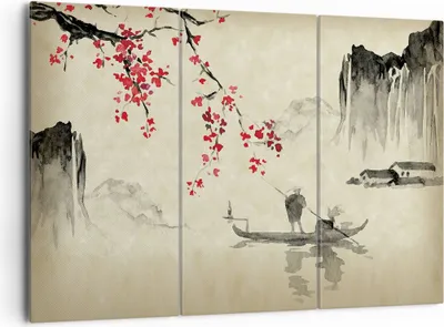 Produktbild von Bild auf Leinwand - Leinwandbild - 3 Teile - Blume Kirschen Japan - 165x110cm - Wand Bild - Wanddeko - Wandbilder - Leinwanddruck - Bilder - Wanddekoration - Leinwand bilder - CE165x110-5020