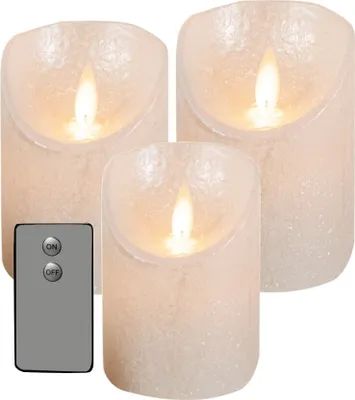 Immagine prodotto di set di 3 LED candela di cera reale telecomando candela pilastro senza fiamma perla