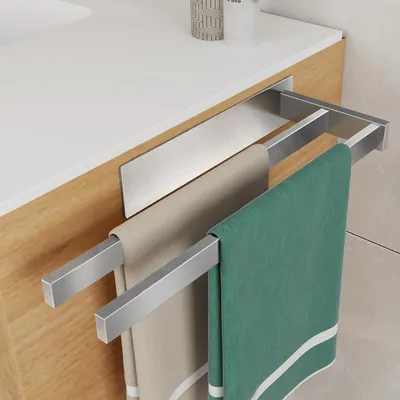 Immagine prodotto di Portasciugamani - Barra per asciugamani - Organizzazione per il bagno - Senza foratura - 40 cm - Argento
