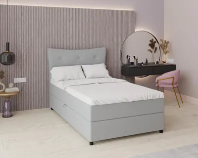Produktbild von Boxspringbett, 120cm x 200cm, Grau, mit Bettkasten, Matratze und Topper, Einzelbett, NEVADA, Panda Möbel