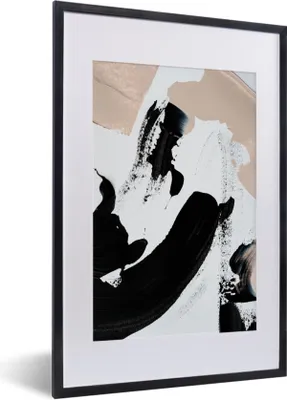 Produktbild von MuchoWow® Gerahmtes Poster Schwarz - Abstrakt - Design 40x60 cm - Poster mit Schwarzem Bilderrahmen Wandposter Rahmen Foto Bilder - Poster in Rahmen