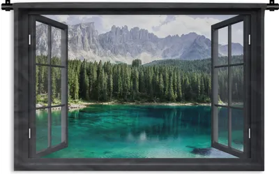 Produktbild von MuchoWow® Wandteppich Wandbehang Aussicht - Baum - Berge 120x80 cm Tapisserie Dekoration Wandtuch - Wanddekorationen - Wandtücher