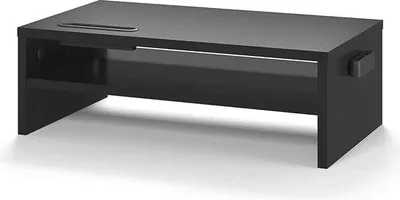 Produktbild von Holz-Monitorerhöhung mit Smartphonehalter und Kabelmanagement - Ergonomische Laptop-Erhöhung für Computer, Notebook, PC - Schwarz