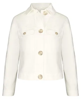 Produktbild von Jacke PEGGY gerade Passform im Jeansdesign mit Kentkragen Pattentaschen Creme Größe 42