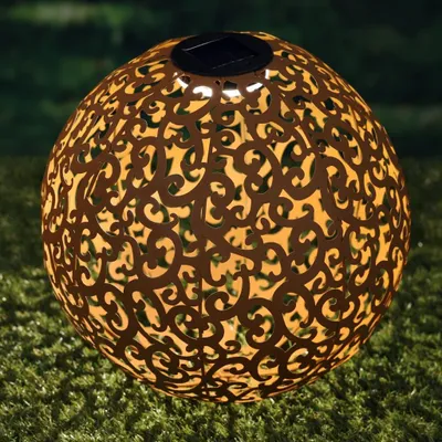 Produktbild von HI LED-Solar-Garten-Kugelleuchte 28,5 cm Metall Braun