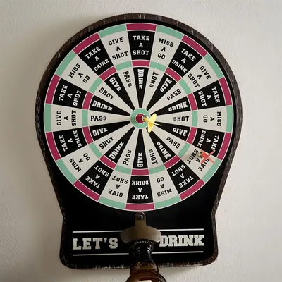 Produktbild von Trinkspiel "Dart" magnetische Dartscheibe + 2 Pfeile + Flaschenöffner, Partyspiele für Erwachsene