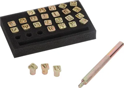 Produktbild von Metall-Buchstabenstempel-Stempelset, Stempelset 6 mm, Zubehör zum Stempeln, zum Stanzen von Lederhandwerk