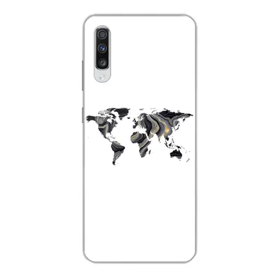 Produktbild von MuchoWow® Handyhülle Schutzhülle Hülle für Samsung Galaxy A70 Weltkarte - Gold - Linie Silikon Softcase Handy Hülle - Schutzhaube