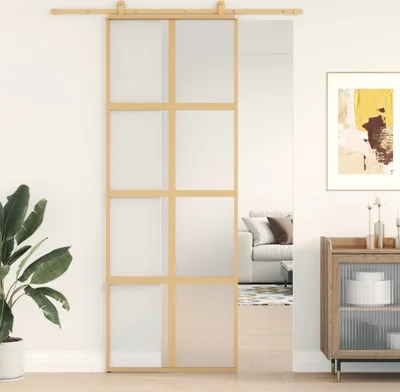 Produktbild von Cloris Designermöbel Schiebetür Golden 76x205 cm Matt ESG-Glas und Aluminium 2024 Neu