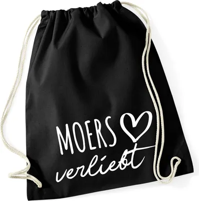 Produktbild von Huuraa Turnbeutel Moers verliebt 12 Liter Black Baumwolle Rucksack Geschenkidee