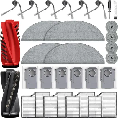 Produktbild von 28 Stück Zubehör für Roborock Saros 10 Saugroboter, 2 Hauptbürste 6 Staubbeutel 4 Wischpad 4 Runde Wischmopps 4 HEPA Filter 6 Seitenbürste 1 Reinigungszubehör 1 Schraubendreher Ersatzteile