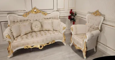 Immagine prodotto di Gruppo di divani 3+1 posti in tessuto divani poltrone barocco nuovo