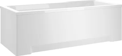 A white rectangular bathtub is shown from a slightly elevated side angle against a white background.