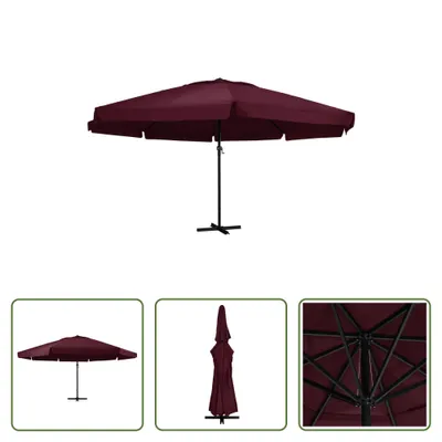 Immagine prodotto di Ombrellone The Living Store con palo in alluminio da 600 cm, rosso bordeaux