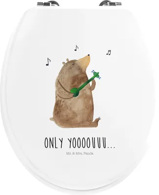 Produktbild von Mr. & Mrs. Panda Klodeckel Bär Gitarre - Weiß - Geschenk, WC Sitz, Klo-Deckel, Toiletten-Sitz, Deckel, Teddy, Toilettendeckel