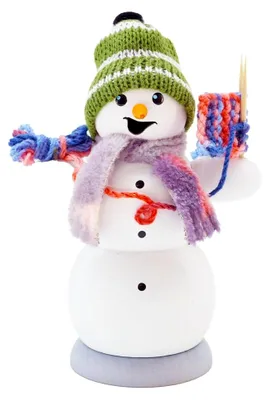 Produktbild von Räuchermännchen Schneemann mit Strickzeug - 13 cm