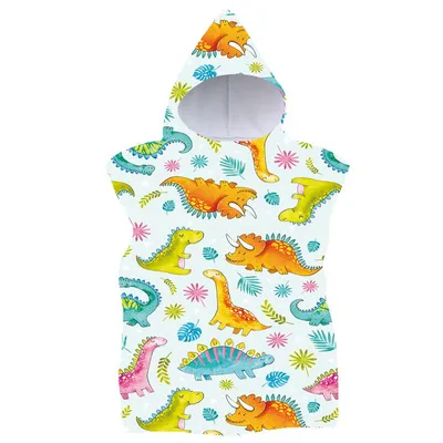 Produktbild von FEBE Badeponcho Kinder Dinosaurier Muster Badetuch Mit Kapuze Bademantel für Kleinkind Strandponcho Strandtuc