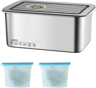 Produktbild von Vershouddozenset mit Edelstahl-Abdeckung - 5900 ml - Vriesdozen - Recyclingfächer - Für Kühlschrank, Mikrowelle, Ofen