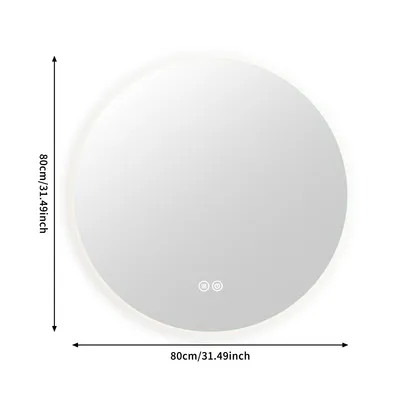 Obrázok produktu pre Kúpeľňové zrkadlo s osvetlením Okrúhle 80cm LED nástenné zrkadlo Okrúhle 3000K/4000K/6000K Dotykové + stmievateľné + proti zahmlievaniu IP44 Vodotesné Jednoduchá inštalácia Kúpeľňové zrkadlo s osvetlením Úspora energie