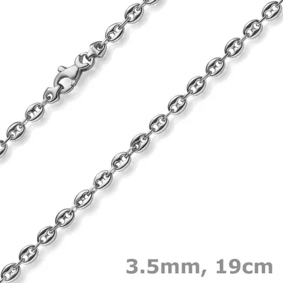 3-5mm-Armband-Bohnenkette-Schiffsankerkette-585-Weißgold-19cm