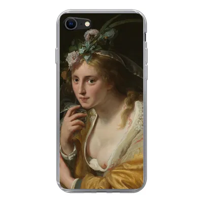 Produktbild von MuchoWow® Handyhülle Schutzhülle Hülle für iPhone 7 Eine Hirtin - Gemälde von Paulus Moreelse Silikon Softcase Handy Hülle - Kartenhalter