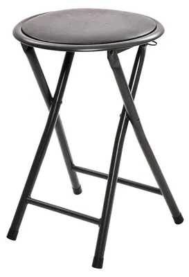 Image de Omgoods - Tabouret pliable noir - Chaise en acier pour la maison et le jardin