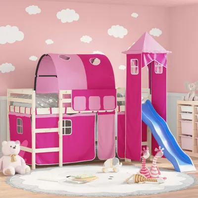 Produktbild von Vorhänge für Hochbett mit Tunnel und Turm Rosa 835921