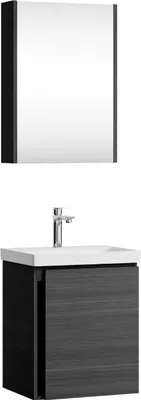 Produktbild von Planetmöbel Waschtisch mit Unterschrank 50 cm inkl. Spiegelschrank 50cm, Badmöbel Set, hängend, anthrazit