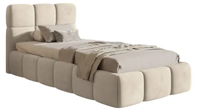 Obrázek produktu pro Selsey Cloudy – čalouněná postel 90 x 200 cm, světle béžový samet