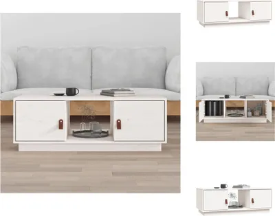 Obrázok produktu pre vidaXL Konferenčný stolík biely 100x50x35 cm z masívneho borovicového dreva - Konferenčné stolíky