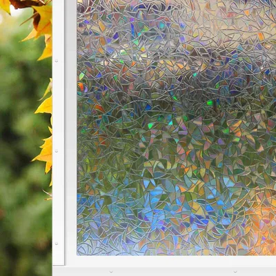 Produktbild von 3D Regenbogen Fensterfolie Sichtschutzfolie Milchglasfolie Selbstklebend Blickdicht Fenster Scheibenfolie Anti-UV Statische Folie Regenbogen Dekorfolie 30 x 200 cm