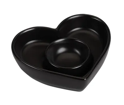 Produktbild von EIERBECHER Herzform 10x9cm aus Porzellan Schwarz & Weiß Retro Herz Eierständer (Schwarz-70)