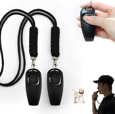 Produktbild von 2 Hundeerziehungspfeifen, schwarz, laut, professionell