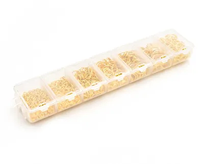 Produktbild von Vintageparts Sammelbox Biegeringe Goldfarben 3-9 mm 1500 Stück