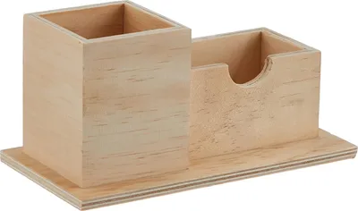 Produktbild von Holz-Stifthalter - 2 Fächer -- natur - 19 x 10 x 10 cm