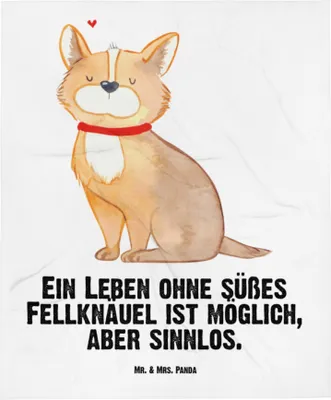 Produktbild von Mr. & Mrs. Panda Babydecke Hund Glück - Weiß - Geschenk, Kinderdecke, Schlummerdecke, Liebe, Fleecedecke, Sprüche, Herz, Spruch, glücklich, Plaid, Erstlingsdecke