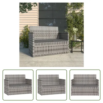 Zdjęcie produktu dla The Living Store Ławka ogrodowa z poduszkami szara 105 cm z polirattanu