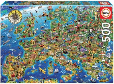Obrázek produktu pro Educa Crazy European Map, 500 kusů, Mapy, 10 rok/roky