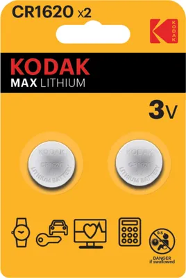 Zdjęcie produktu dla Kodak Baterie Cr1620 Litowa 2 Szt. Mała Okrągła