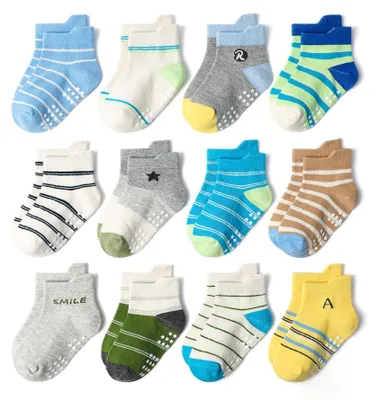 Productafbeelding van Set van 12 Antislip Baby Sokken Katoen 1-3 Jaar Kleurrijk
