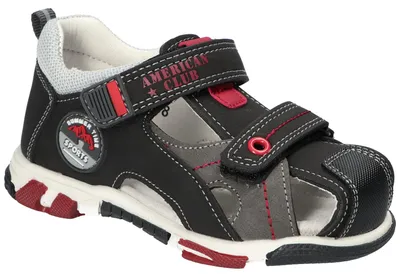 Produktbild von American Club XD188, Kinder Sandalen geschlossen Klettverschluss Leder-Einlegesohle bequem, Schwarz 29