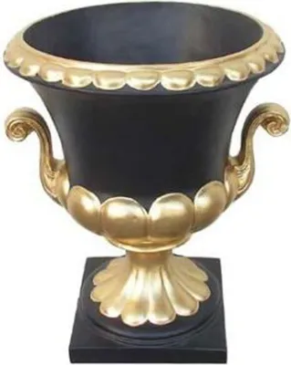 Produktbild von Casa Padrino Barock Blumentopf Schwarz / Gold Ø 35 x H. 47 cm - Prunkvoller Pflanzentopf im Barockstil - Barock Deko Accessoires