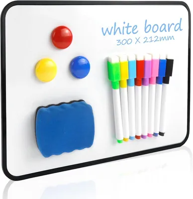 Productafbeelding van Magnetisch Whiteboard 30 x 21 cm, Droog Wisbaar, met Stiften en Magneten, voor School