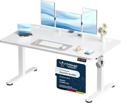 Imagen del producto de Silecomplaza, escritorio eléctrico con ajuste de altura, 140 x 60 cm, color blanco