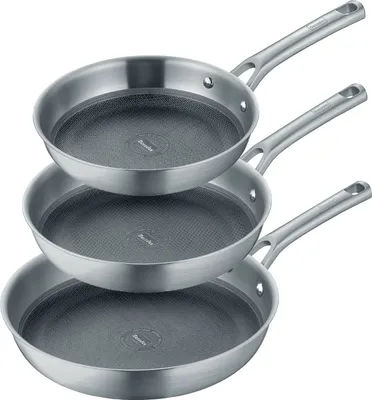 Produktbild von 3-teiliges Set Bratpfanne 20+24+28 cm, Edelstahl, poliert - Tricion Resist
