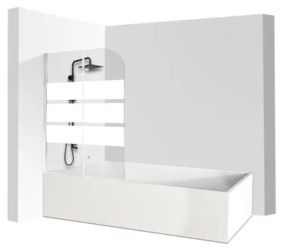 Zdjęcie produktu dla Eikuavons: Parawan do kabiny prysznicowej 100x140 cm, składana ścianka do wanny, osłona do wanny z białymi paskami, ścianka prysznicowa wykonana z 6 mm szkła NANO Easy Clean