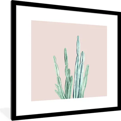 Produktbild von MuchoWow® Gerahmtes Poster Kaktus - Sukkulenten - Rosa 40x40 cm - Poster mit Schwarzem Bilderrahmen Wandposter Rahmen Foto Bilder - Poster - Plakat im Rahmen