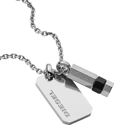 Zdjęcie produktu dla Diesel DX1156040 Naszyjnik męski DOUBLE PENDANT stal szlachetna srebrny 55 cm