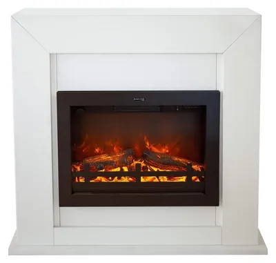 Imagen del producto de Xaralyn Chimenea eléctrica - Adra EFL-MDW - color blanco, estructura de madera - 1500 vatios de potencia de calefacción - con mando a distancia - incluye repisa para chimenea y chimenea de encastre - chimenea decorativa